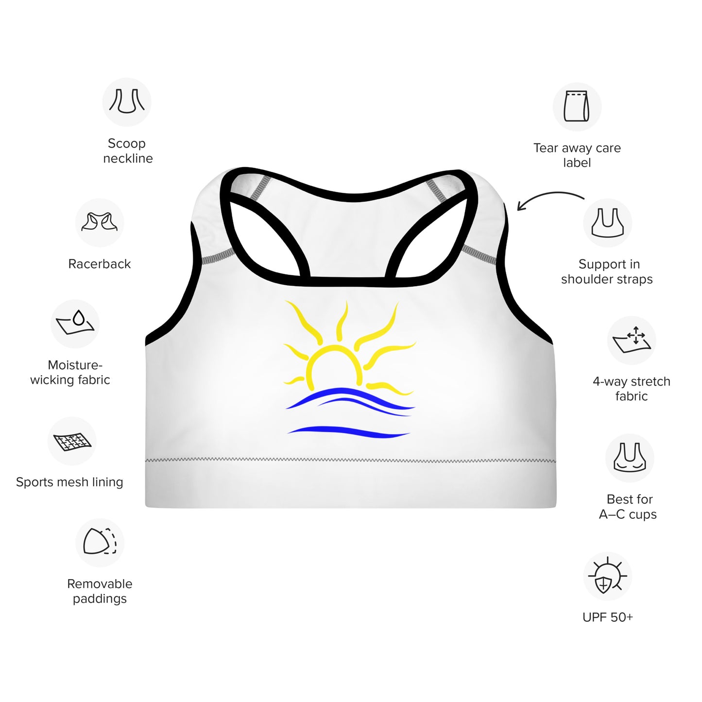 Naturist Symbol Padded Sports Bra