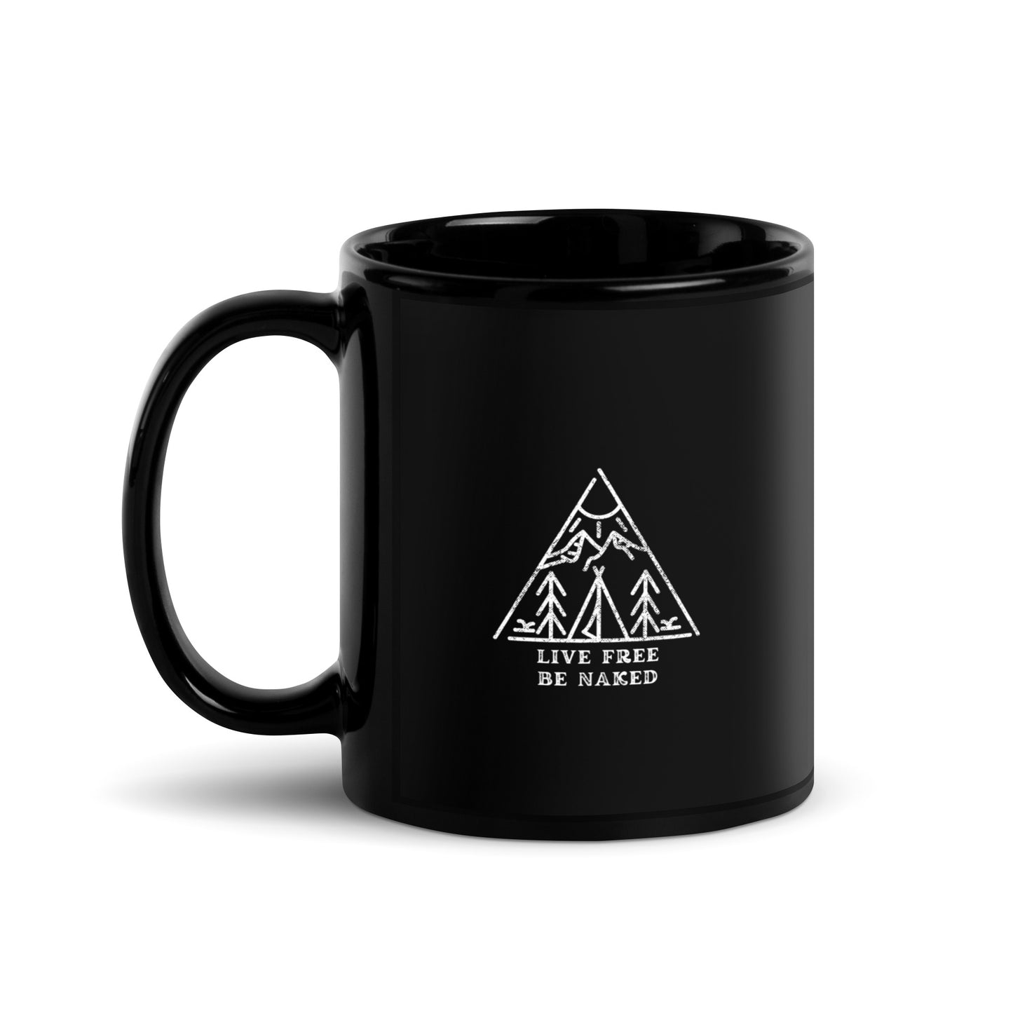 Live Free Be Naked Black Glossy Mug 11 & 15 oz