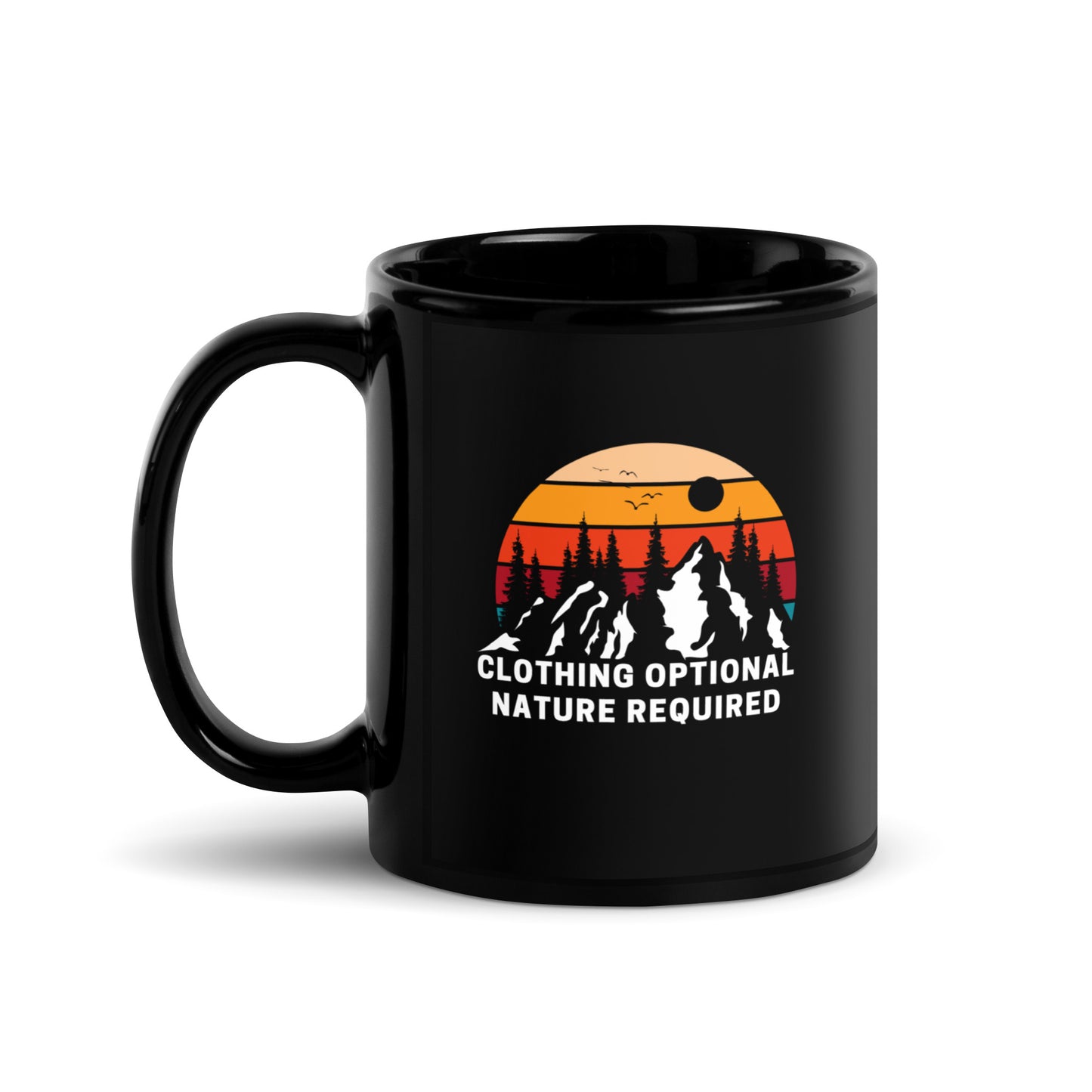 Clothing Optional Mountians Black Glossy Mug 11 & 15 oz