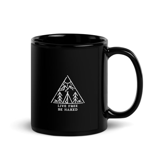 Live Free Be Naked Black Glossy Mug 11 & 15 oz