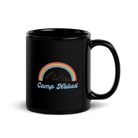 Camp Naked Rainbow Black Glossy Mug 11 & 15 oz