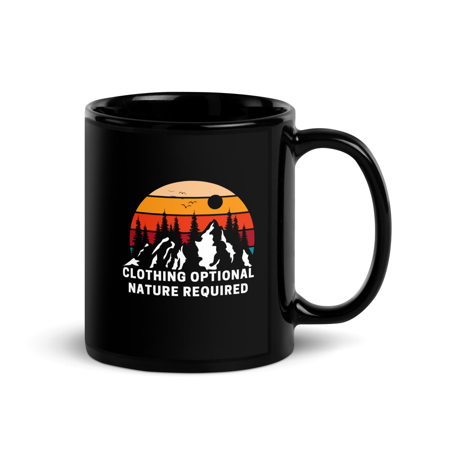 Clothing Optional Mountians Black Glossy Mug 11 & 15 oz