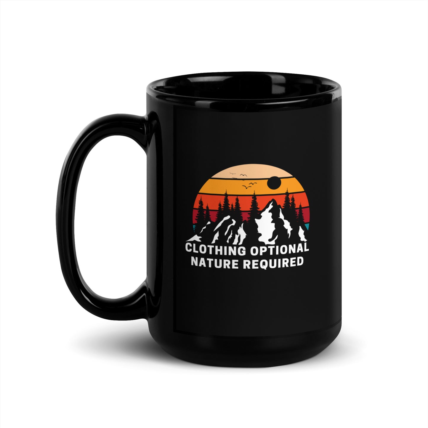 Clothing Optional Mountians Black Glossy Mug 11 & 15 oz