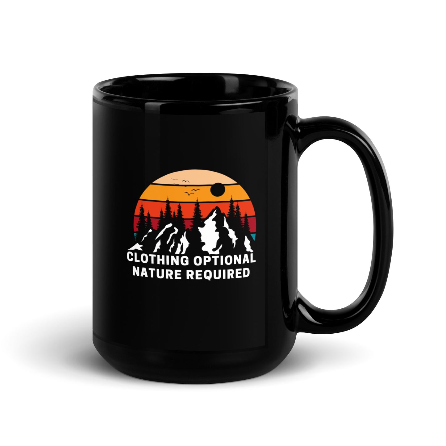 Clothing Optional Mountians Black Glossy Mug 11 & 15 oz