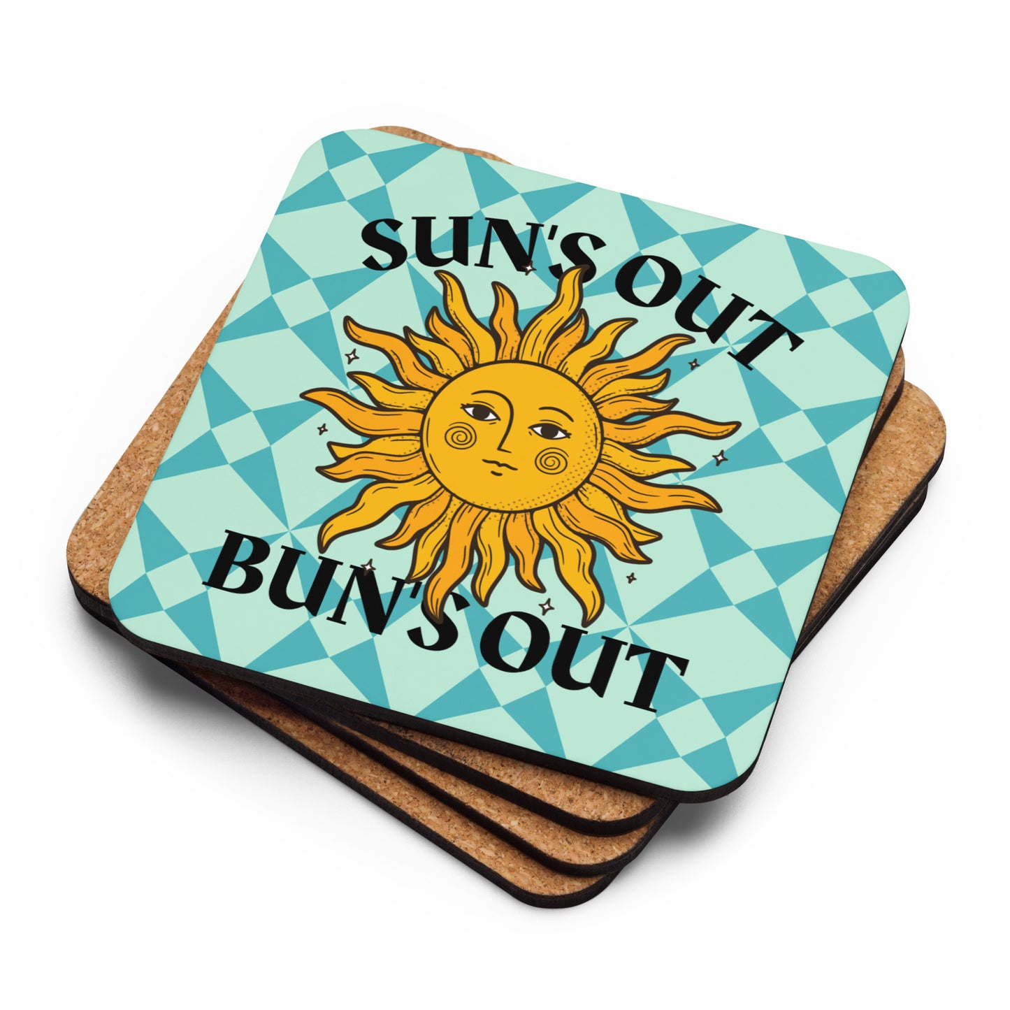 Suns Out Buns Out Cork-back coaster