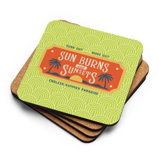 Sun Burns and Sunsets Cork-back coaster