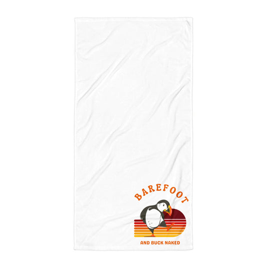 Barefoot and Buck Naked (Vert) Beach Towel