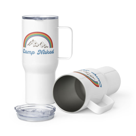 Camp Naked Rainbow Travel mug with a handle